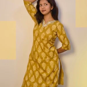 Kurthi, yellow,Daya collections