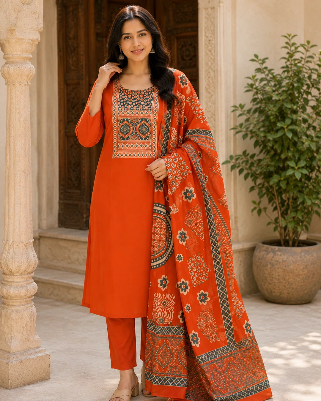 3 piece set,Dabu brick red,Daya collections