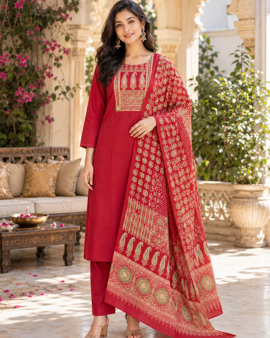 3 piece set,Dabu reddish maroon,Daya collections