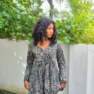 Short kurthi,Black and White,Daya collections